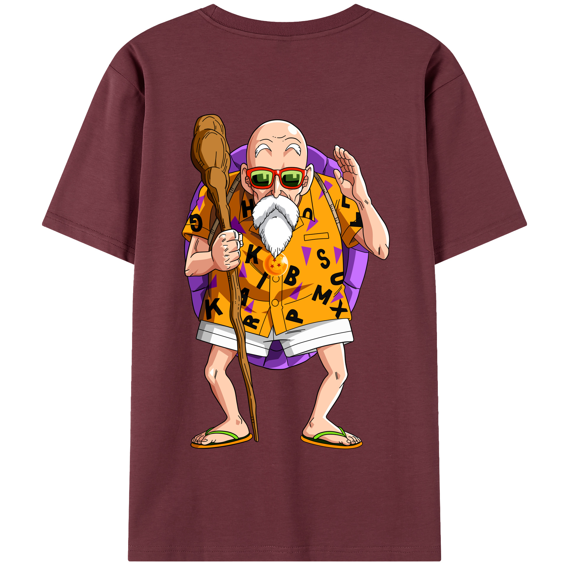 （画像用） ドラゴンボール 亀仙人（かめせんにん） DRAGON BALL Master Roshi Kame Sennin 綿100％半袖Tシャツ（背面プリント）